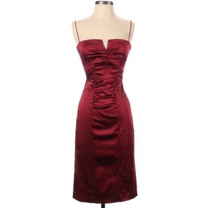 Nicole Miller Burgundy Satin Stretch Dress - Size 12